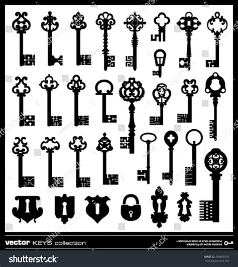 Old Keys Silhouette Collection Vintage Key Vector De Stock Libre De