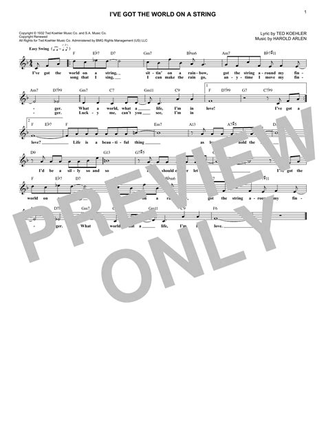 I Ve Got The World On A String By Dick Hyman Sheet Music For Lead Sheet