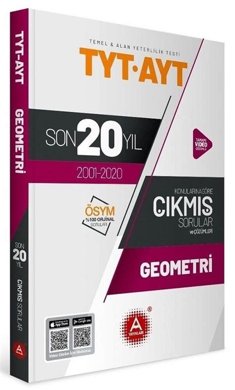 A Yayınları YKS TYT AYT Geometri Son 20 Yıl Çıkmış Sorular 2001 2020 A