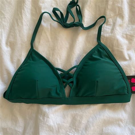 Swim Nwt Shekini New Brand Hunter Green 3 Piece Halter Bikini Cheeky