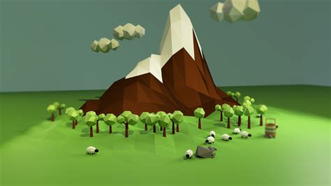 3D Low poly Landscape on Behance