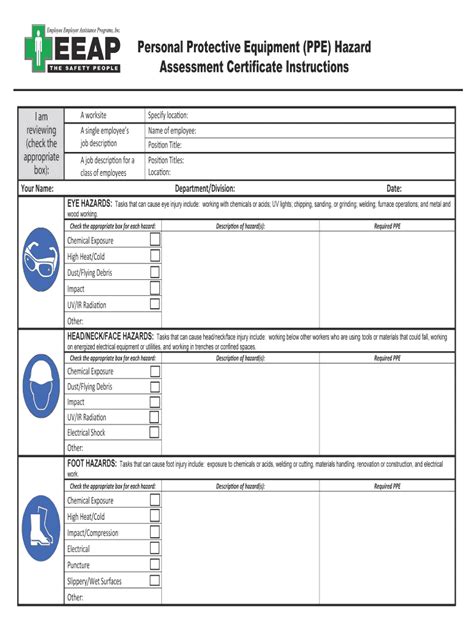 Fillable Ppe Assessment Form Printable Forms Free Online