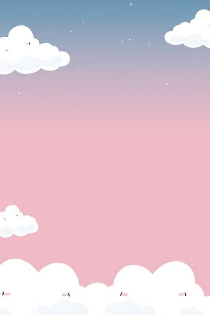 Fondo De Cielo Rosa Con Nubes Y Estrellas Foto Premium