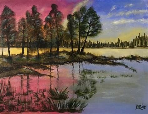 Reflections On Water Shine On Designs Oil Painting Landscape