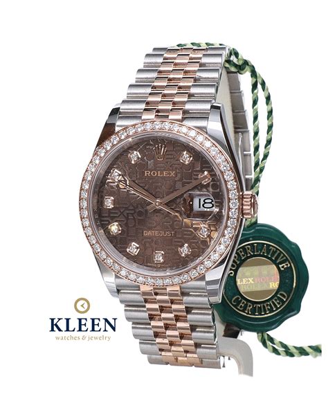 Rolex Oyster Datejust Jubilee Rose Gold Steel Chocolate Diamonds 36 Mm