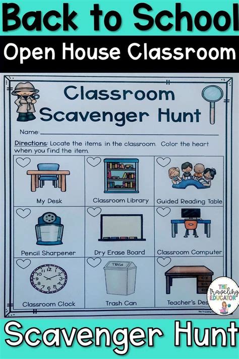 Back To School Classroom Scavenger Hunt Editable Meet The Teacher