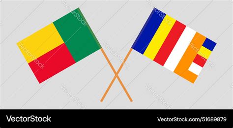 Crossed Flags Of Benin And Buddhism Official Vector Image