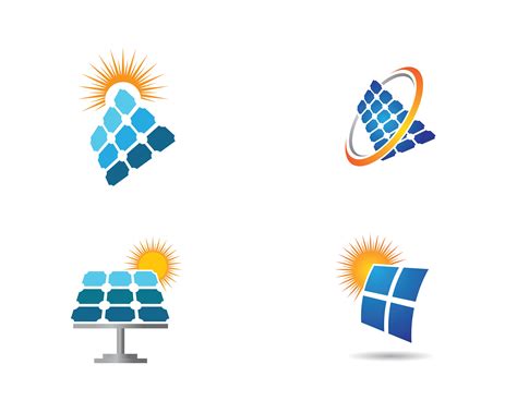 Solar panels with sun logo set 1078329 Vector Art at Vecteezy