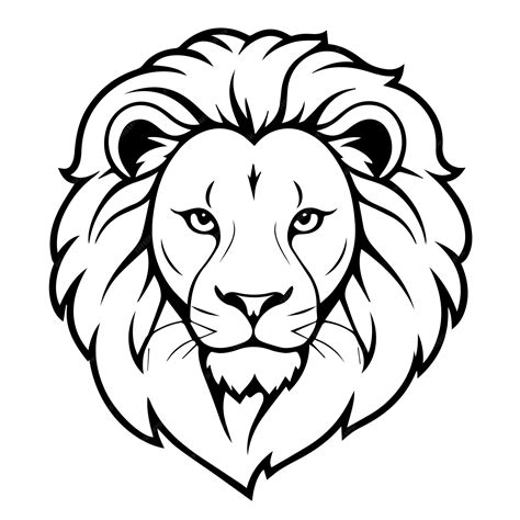 Lion Head Outline Vector Logo Illustration Design Premium Ai