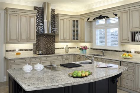 Cool White Kitchen With Bianco Romano Granite