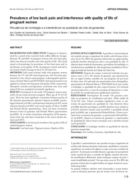 Pdf Prevalência De Lombalgia E A Interferência Na Qualidade De Vida