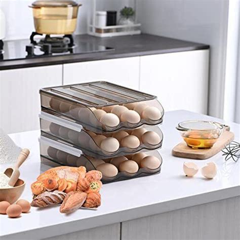 Auto Scrolling Egg Holder Organizer 54 Count Egg Container For