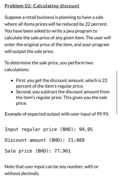 Solved Problem 02 Calculating Discount Suppose A Retail Chegg