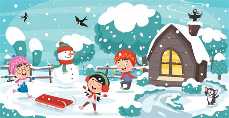 Winter Drawing With Cartoon Character 2825024 Vector Art at Vecteezy