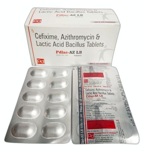 Tablet Pdlac Az Lb Cefixime Azithromycin Lactic Acid Bacillus