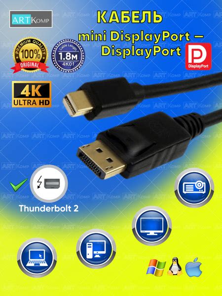 Кабель Displayport Minidisplayport Mini Displayport Adapter