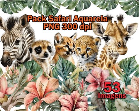 Pack Digital Safari Aquarela Elo7 Produtos Especiais