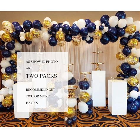 Soonlyn Navy Blue Gold Balloon Garland 130 Pcs 12 Inch Confetti