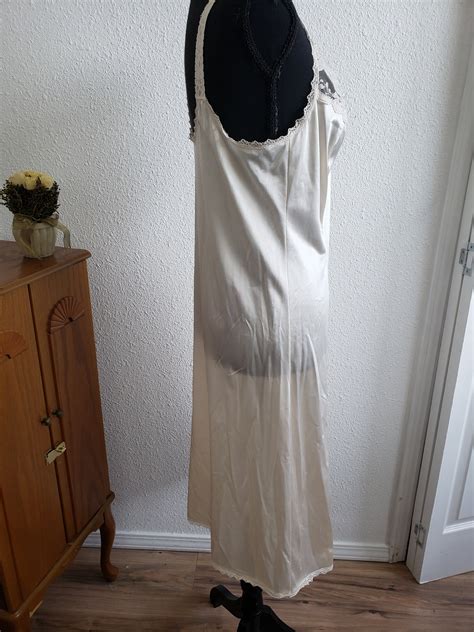 Vintage Nylon Full Slip Dress Lingerie Chemise Size Cream Lace Maidenform Etsy