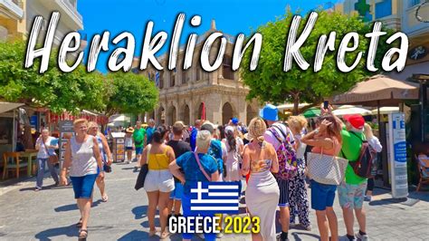 Heraklion Crete Casually Walking In 4k City Tour Kreta Greece 2023