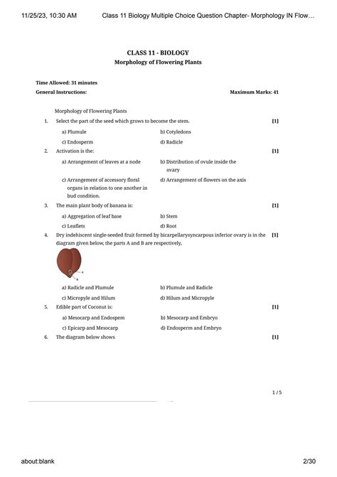 Solution Class 11 Biology Multiple Choice Question Chapter Morphology In Flowering Plants