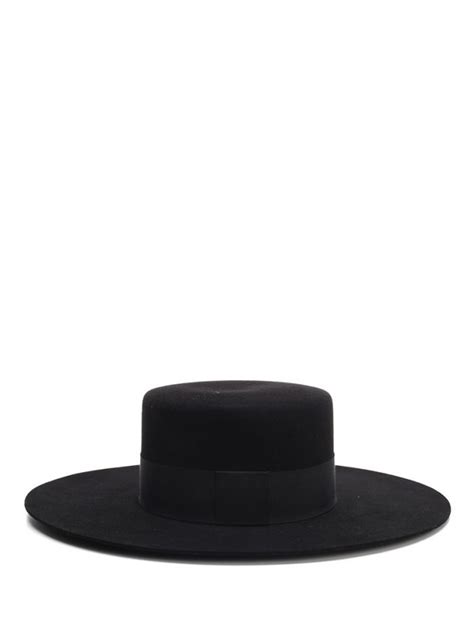 Saint Laurent Andalusian Felt Hat In Black Modesens Saint Laurent