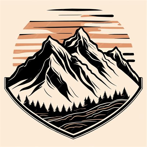 Premium Vector Hand Drawn Mountain Outline Illustration