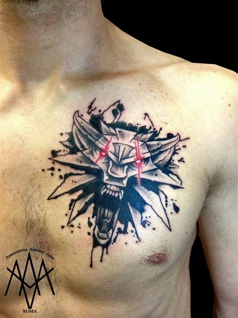 Witcher Gamer Tattoos, Wolf Tattoos, Tattoo Motive Arm, Tattoo Script, Cool Tattoos For Guys ...