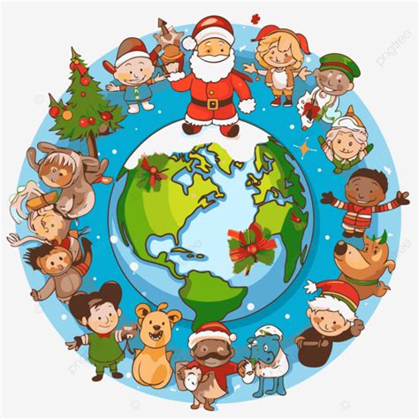 Navidad Alrededor Del Mundo Clipart Santa Con Niños Alrededor Del Mundo