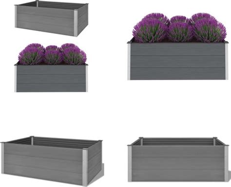 VidaXL Plantenbak Verhoogd 150x100x54 Cm HKC Grijs Verhoogde