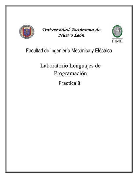 Practica 8 Laboratorio Lenpro Laboratorio Lenguajes de Programación