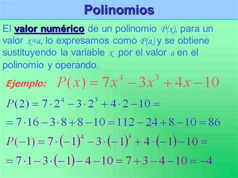 Ejemplos Ejercicios De Valor Numerico De Un Polinomio Nuevo Ejemplo Images