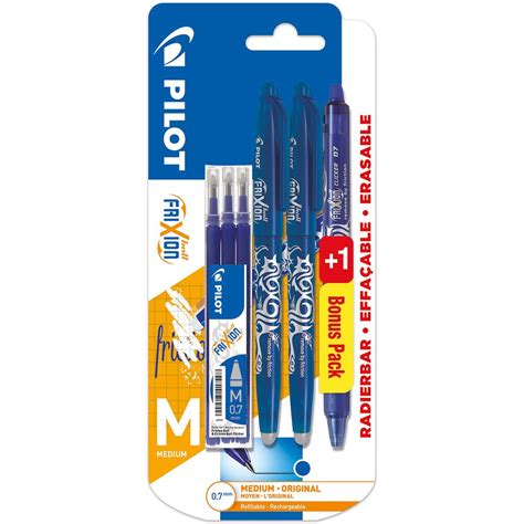 PILOT Lot de 3 stylos effaçables bleu FriXion Ball 3 recharges