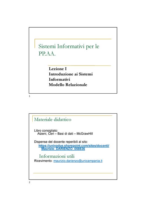 Lezione I Sistemi Informativi Per Le Pp