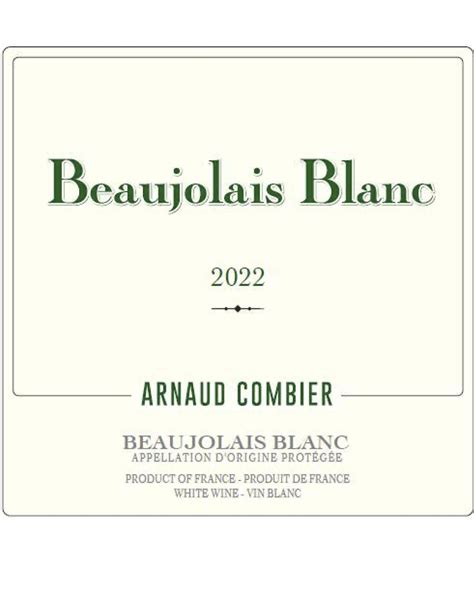 Arnaud Combier Beaujolais Blanc Hand Picked Selections