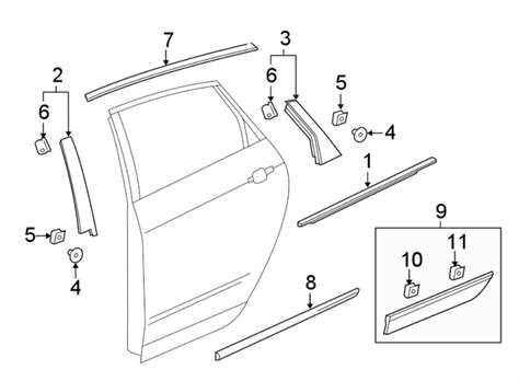 Cadillac Xt5 Door Molding Upper Lower Oem 86814816 Hadwin White Wholesale Parts Conway Sc