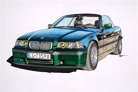 Bmw E36 Cabrio Done With Promarkers And Faber Castell Polychromos