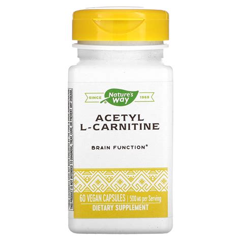 Nature S Way Acetyl L Carnitine 500 Mg 60 Vegan Capsules