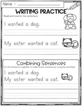 Free Writing Practice Combining Sentences By Miss Faleena Tpt