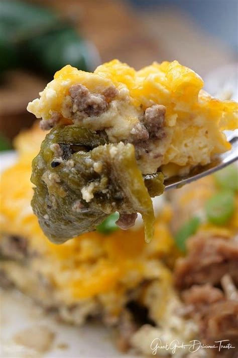 Ground Beef Chile Relleno Casserole Is Made With Oven Roasted Poblano