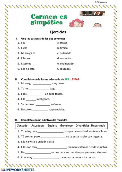 Ser And Estar Practice Worksheet