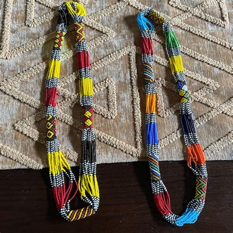 A Set Of 2 African Beaded Necklace Zulu Necklace Multistrand