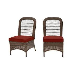 Hampton Bay Geneva Brown Wicker Outdoor Patio Stationary Dining Chair