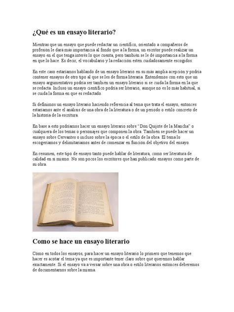 Qué Es Un Ensayo Literario Pdf Ensayos Escritura