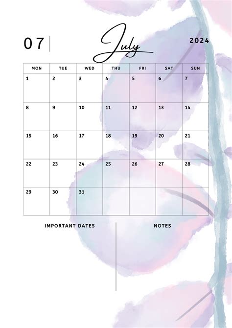 Printable Calendar Inserts Year And Month Etsy