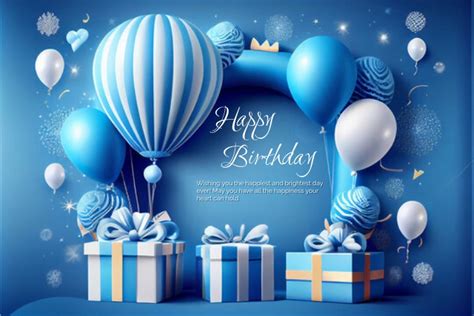 Happy Birthday Blue And White Poster Template Postermywall