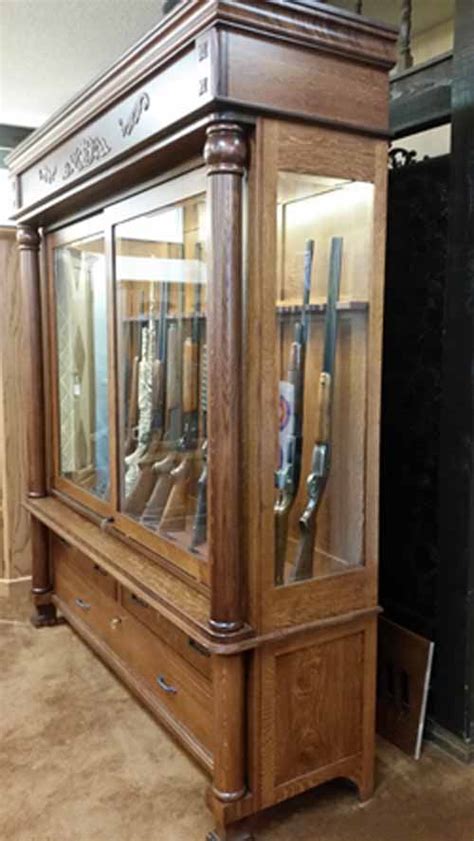 28 Gun Wall Display with Desk - Amish Custom Gun Cabinets