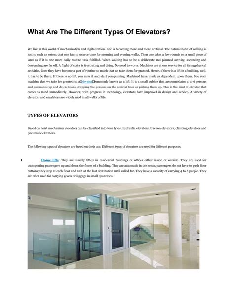 What are the different types of elevators by Schneider Elevator - Issuu