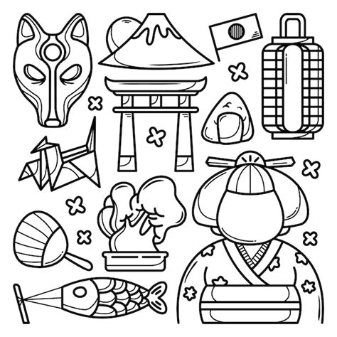 Premium Vector Set Of Japan Culture Doodle