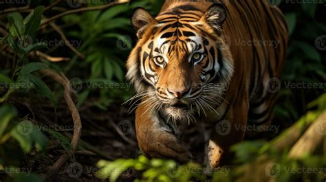 Portrait Of Sumatran Tiger In A Jungle Panthera Tigris Sumatrae